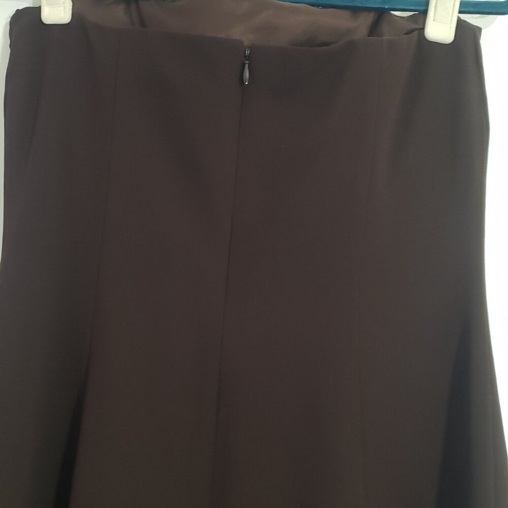 Vintage 90s Y2K Strapless A-Line Dress Brown Midi‎ Retro Formal Classic Timeless - Picture 7 of 11